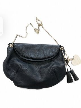 Y2K TrendyJuicy Couture Black Pebble Leather Hobbo Crossbody Bag